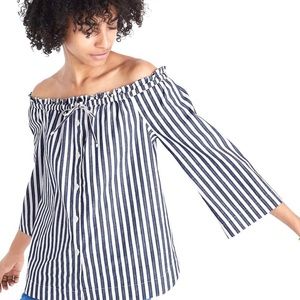Madewell Shimmer Stripe Off The Shoulder Top